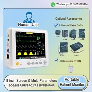 Monitor portátil de signos vitales de 8 pulgadas ECG multiparámetro/PR/SPO2/RESP/TEMP - Imagen 1 de 10