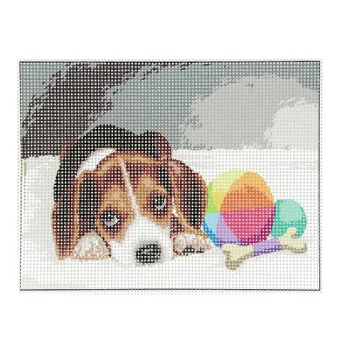 Kit canevas chiot toile coton + aiguille + fils enfants broderie   - Photo 1/1