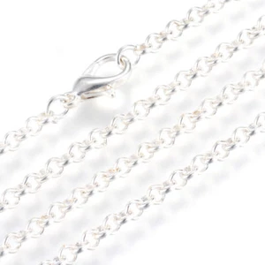 50 Strds Silver Tone Iron Soldered Rolo Chain Necklaces Bases Round Link 17.7" - Picture 1 of 1