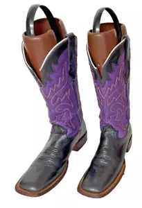 Resistol Ranch M3612 Damen schwarz und lila Leder Cowboystiefel-Größe 7 B - Bild 1 von 10