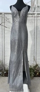 Abendkleid Ballkleid Luxuar Limited lang Gr. 38 silber Pailletten neu - Bild 1 von 11