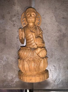 8.5”x3.5” Wooden Buddha Statue PERFECT - Imagen 1 de 16