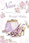 Niece Happy Birthday Card Party Bag Shoes Flowers Floral Design Lovely Verse