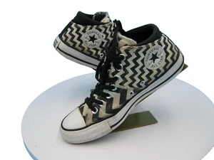 Ladies Converse All Star Madison Black White Mid ZigZag Lace Up Sneakers Size 7 - Picture 1 of 11