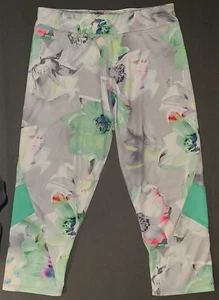 Tween Girls Adidas leggings all-over multicolor floral print, size Medium 10-12 - Picture 1 of 7