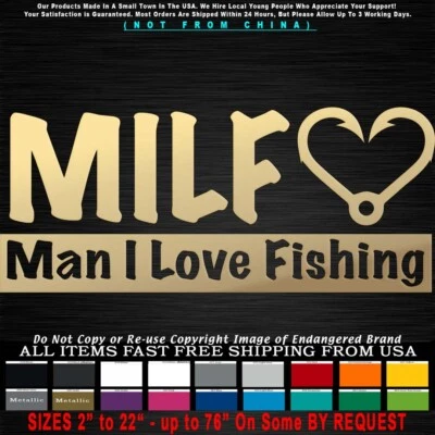 Calcomanía adhesiva para barcos de pesca MILF Man I Love Foto 1 de 4