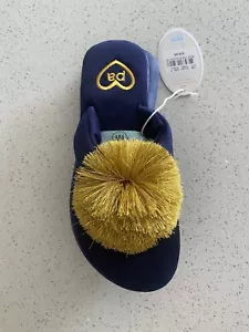 Peter Alexander Ladies Slippers Christmas Navy/Gold Medium - Picture 1 of 3