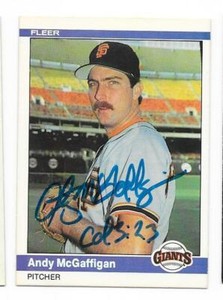 ANDY MCGAFFIGAN 1984 FLEER AUTOGRAPHED SIGNED # 382 SAN FRANCISCO GIANTS
