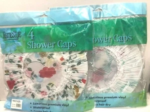 2 x 4 PACK OF LARGE SHOWER CAPS [8 TOTAL] - VARIOUS DESIGNS - - Imagen 1 de 5