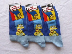 3 pairs One Size Ladies Socks Simpsons Character Marge Simpson in Blue - Picture 1 of 3