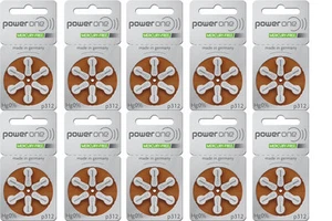 60 x Varta 312 Hörgerätebatterien Power One 10 x 6er Blister P312 PR312H - Bild 1 von 1