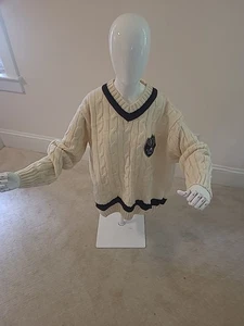 Schott Tennispullover Wolle Acryl V-Ausschnitt Zopfmuster - Bild 1 von 6