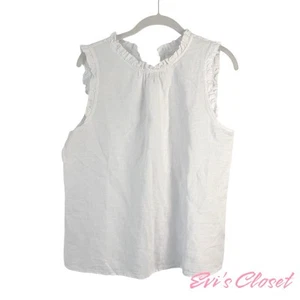 J.Crew Factory Sleeveless Ruffle Top Blouse White Size S Style # CA 112. NWT - Picture 1 of 11