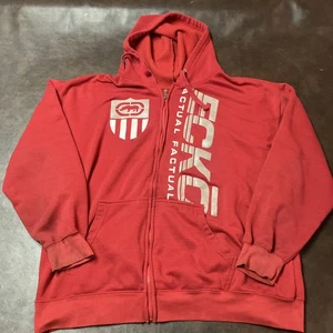 Y2K Ecko Unltd. Red 2XL Full Zip Actual Factual Graphic Hoodie - Picture 1 of 7