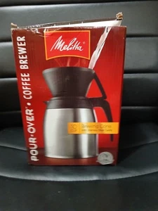 Melitta Pour-Over Coffee Brewer & Stainless Steel Carafe Set with Coffee Filters - Picture 1 of 6