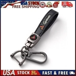 Genuine Leather St. Louis Cardinals Car Keychain Set Key Ring Lanyard S-1 - Picture 1 of 16