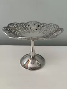 Vintage International Silver Co. Süßigkeitenschale mit Fuß Lovelace Muster 7,5" x 7" - Bild 1 von 6