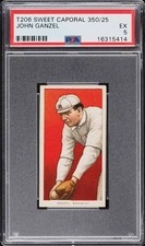 1909-11 T206 John Ganzel Rochester, SWEET CAPORAL 350/25 PSA 5 EX