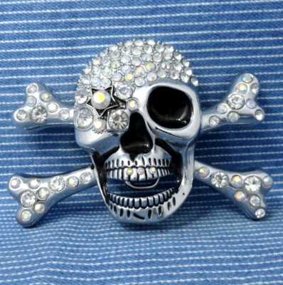 Череп скрещенные кости ремня пряжка 3D стразы мотоциклиста пират Хэллоуин косплей.B258 - Изображение 1 из 4