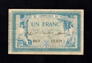 F.C. FRANCIA FRANCE , MARSEILLE , 1 FRANCO 1915 , MBC- (VF-) , P.AGUJA . - Picture 1 of 2