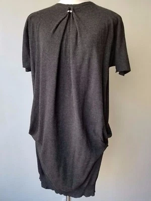  LANVIN  Alber Elbaz  COLLECTIBLE   DARK GREy  DRESS  SHORT SLEEVE   WOOL  Sz S - Image 1 of 4