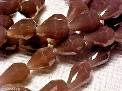 VTG 50 MAUVE PURPLE FACETED GLASS DROP BEADS 12mm  #101314l - Image 1 of 3