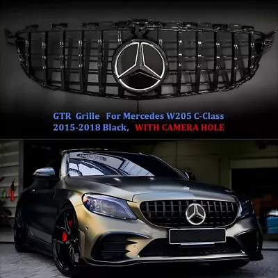 Black Grille W/LED Emblem For Mercedes Benz W205 2015-2018 C-Class C300 C450 Foto 1 de 4