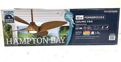 Hampton Bay Fernbrooke 52 in. Indoor/Outdoor Brown Oak Ceiling Fan LED W/Remote - Image 1 of 4