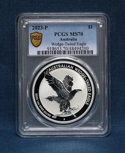 2023-P AUSTRALIA SILVER WEDGE-TAILED EAGLE PCGS MS70 GOLD SHIELD - Picture 1 of 2