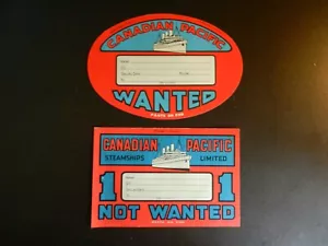 *LOTE DE DOS (2) BARCOS DE VAPOR CANADIENSES DEL PACÍFICO, LTD.* ETIQUETAS DE ENVÍO/EQUIPAJE DE COLECCIÓN. - Imagen 1 de 1