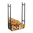 Slim Firewood Rack Stand, Black Log Cradle, Wood Pile Storage Shelf
