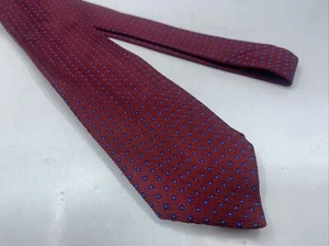 Vtg Dolce and Gabbana Made in Italy Men's Silk Neck Tie Red w small blue circles - Picture 1 of 8