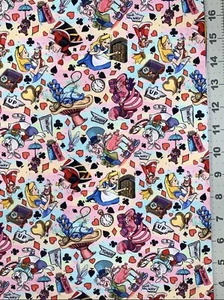 Alice in Wonderland Custom Fabric Fat Quarter 18”x28” Cotton Spandex Cheshire - Picture 1 of 1