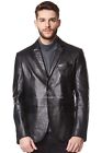 Men's Leather Blazer Black 100% REAL NAPA Milano 2 button Classic Blazer 3450