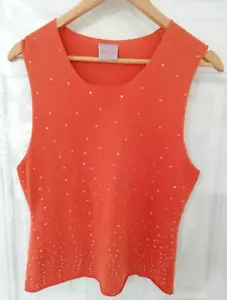 Whistles London Size 10 12 Orange Sequin Tank Jumper Top Cashmere Silk Blend - Picture 1 of 9