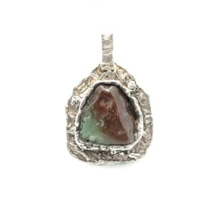 Vintage Natural Bloodstone Sterling Silver Handcrafted Pendant Charm - Stunning - Picture 1 of 6