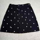Mi Ami Floral Black Denim Button Up Skirt Xs