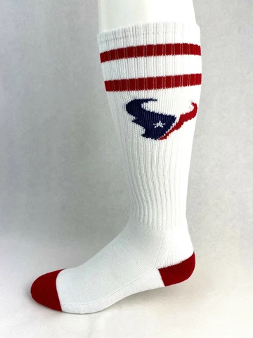 Houston Texans Football White with 2 Red Stripes Tall Long Socks Cover