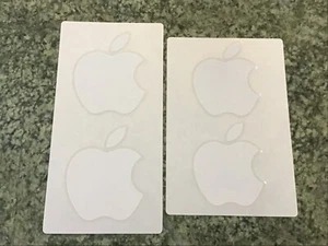 Genuine Apple Logo Sticker Decals x4 - 2" x 2" WHITE + 1 1/2” x 1 1/2” WHITE - Afbeelding 1 van 3