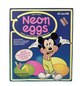 Vtg Sun Hill Disney Mickey & Friends Neon Easter Egg Decorating Kit #B348 NOS