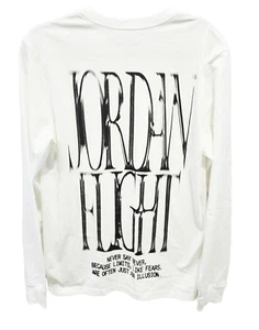 Jordan Flight Graphic T-Shirt Never Say Never LS White FZ1934-100 Size M NWT - Picture 1 of 4