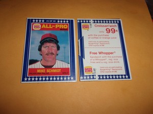 1986 Burger King All-Pro Baseball #5 Mike Schmidt,#6 Steve Carlton Unopened