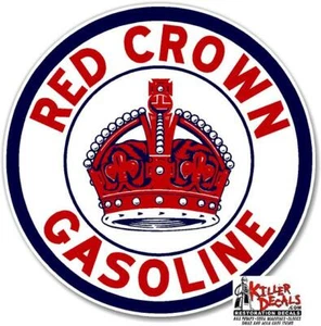 (RED-3) 17" RED CROWN GAS PUMP OIL TANK DECAL - Picture 1 of 1
