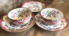 2 tasses a thé et 3 sous tasses Minton Sarreguemines 216 rose
