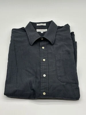 迪奥男式长袖纽扣 17 1/2 34/35 Chemise 深灰色 — 第 1/4 张图片