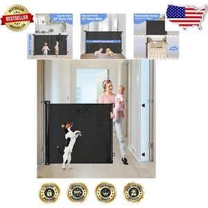 Adjustable 42" Extra Tall Retractable Gate for Dogs & Babies - Indoor/Outdoor - Picture 1 of 9