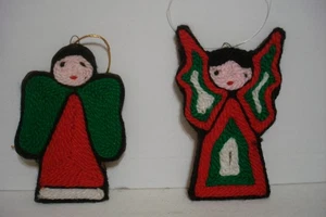 Vintage Huichol Garn Ornamente Engel Mexikanische Volkskunst Lateinamerika 70er Jahre - Bild 1 von 14