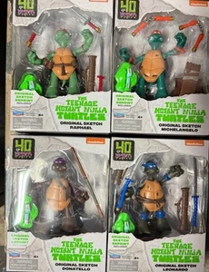 Playmates TMNT Original Sketch 40th Ninja Turtles Figures COMPLETE Set Of 4 🐢 - Picture 1 of 5