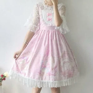 Lolita Dress Overseas Lolita Pink One Piece Janska Cat Ruffles F - Picture 1 of 8