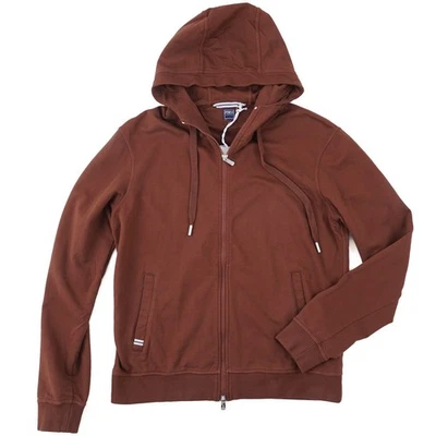Fedeli Medium Brown Jersey Cotton Full-Zip Hooded Sweatshirt M NWT - Image 1 of 4